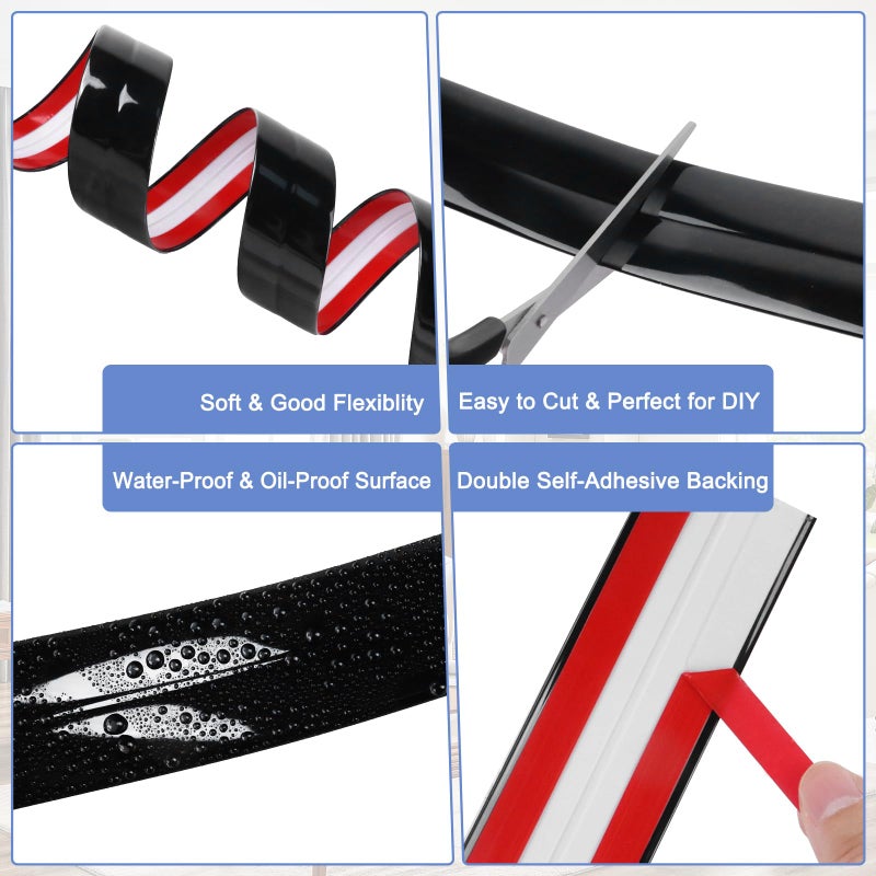 EYAYEN Wall Corner Protector Moulding Trim Peel and Stick Wall Corner Guards Trim Flexible Self Adhesive Edge Protector Moulding  0.8 in x 10 Ft  Black - Image 3
